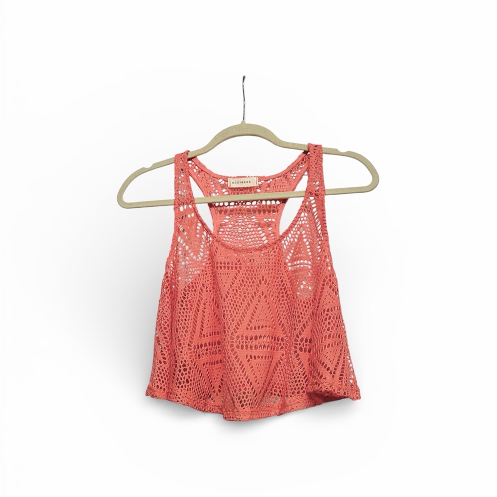 annianna Coral Peach Cut out Cropped Racerback Top Sz S NWOT